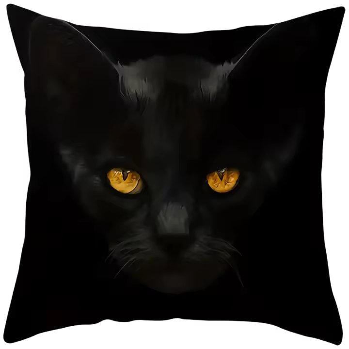 Fundas de Almohada de Gato Negro Lindo 4pcs para Hogar, Vehículo, Dormitorio, Sala de Estar - 1