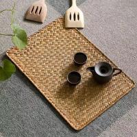 Manta de Mesa de Paja de Mar Natural Tejida a Mano Rectangular de Ratán Posavasos de Té de Paja - details 2