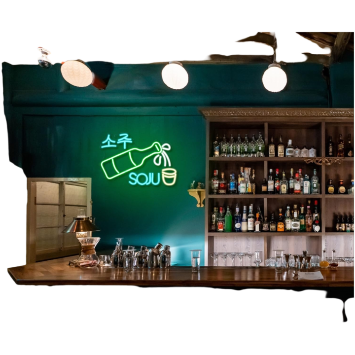 Soju Neon Sign LED Neon Light Sign USB Powered Dimmable for Bar Korean Restaurant Kitchen Wine Cellar Club Decor Birthday Gift