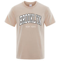 Camiseta informal holgada con letras de Brooklyn de Nueva York para hombre, 100% algodón, camiseta de Hip Hop de moda transpirable - details 14