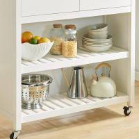Carrito de Cocina con 2 cajones y 2 estantes, con Tablero Grande, Madera de ingeniería, Blanco, L98 x P58 x H94cm,ES - details 8