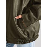 Chaqueta de Moto para Mujer de Tamaño Grande en Cuero Pretendido para Outfit de Otoño/Invierno 2024 con Cierre de Cremallera y Forro de Poliéster - details 21