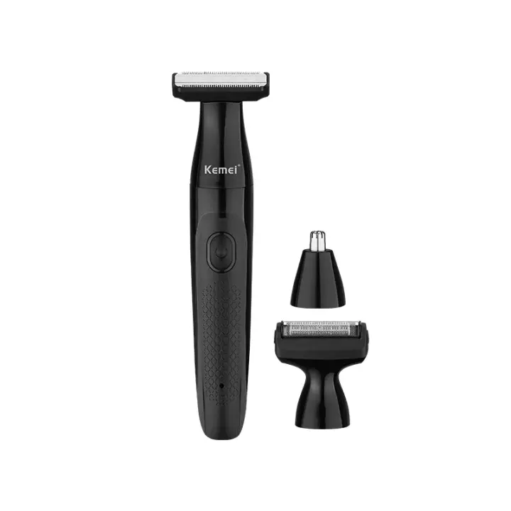 Kemei-Afeitadora eléctrica 3 en 1 para hombre, maquinilla de afeitar resistente al agua, recortadora de vello púbico, para nariz, oreja, bola corporal, juego de aseo multifunción - 1