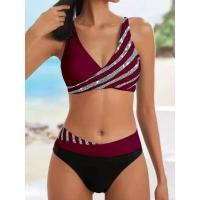 Conjunto de bikini a rayas de dos piezas sexy de moda de playa brasileña 2025 - details 1