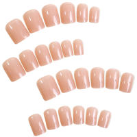 Uñas postizas de Color sólido Nude para niñas, uñas falsas brillantes impermeables de larga duración, para ir de compras, viajar y citas - details 0