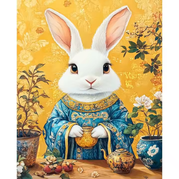 RUOPOTY Kit de Pintura por Números Cuadro de Dibujos Animados de Conejo Estilo Moderno - 1