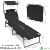 Juego de Tumbonas Plegables con Parasol Tumbona Playera Reclinable con 4 Posiciones - details 1