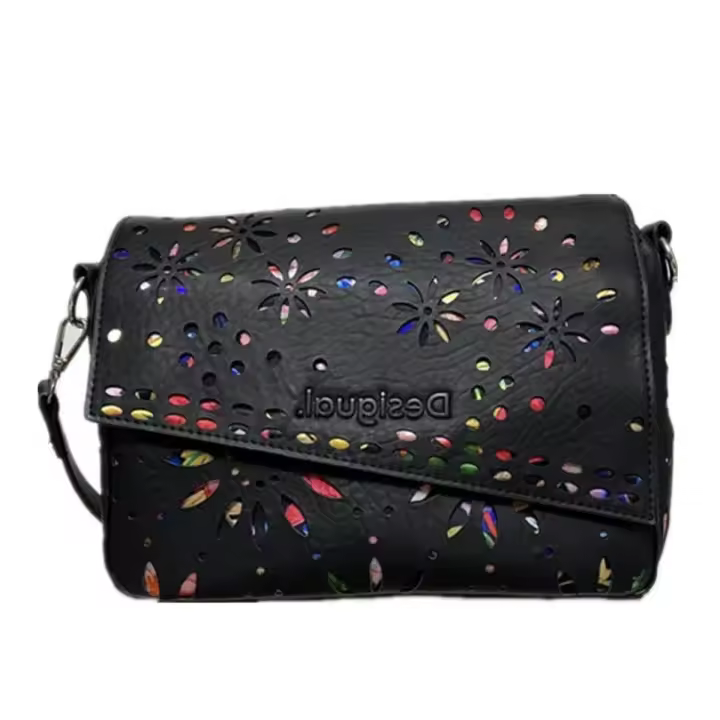 Desigual Bolso de hombro para mujer con diseño de flores huecas, bolso Crossbody informal de gran capacidad - 1