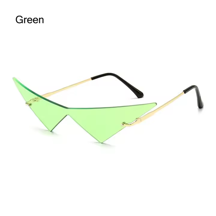 Gafas de sol con forma triangular para mujer, lentes sin montura, transparentes, Vintage, a la moda, una pieza - 1