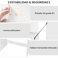 Tocador con Taburete, Tocador Maquillaje con Espejo y Luz, Mesa Tocador con Cajón Grande y 2 Estantes, Espejo, 10 Bombillas LED, Tocador Moderno para Dormitorio, Blanco, 75x40x136 cm, MB6113ws - details 4
