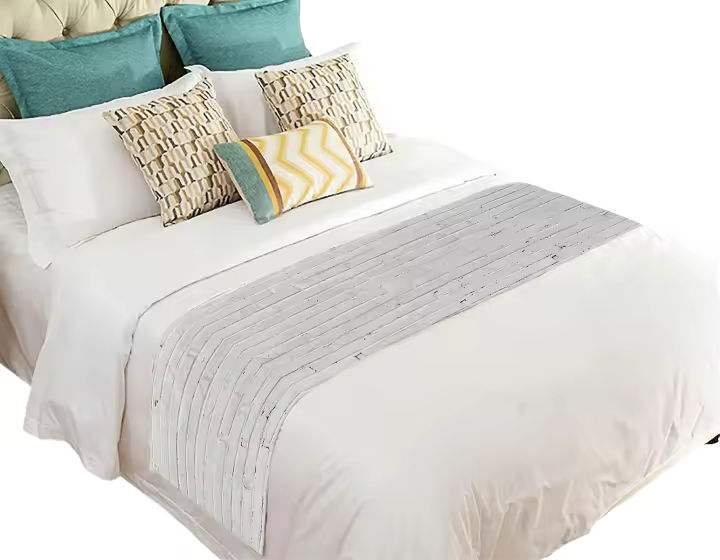 Camino de cama de ladrillo blanco, bufanda, decoración de cama, 50x241 cm - 1