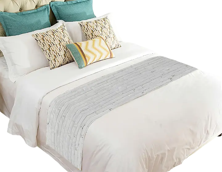 Camino de cama de ladrillo blanco, bufanda, decoración de cama, 50x241 cm - 1