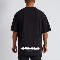 Hombres de moda de verano Casual pollo corazón cuello gran tamaño flojo Hip Hop algodón gimnasio de musculación camiseta de talla grande - details 2