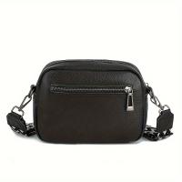 Bolso bandolera de cuero retro, bolso de hombro con correa ancha, bolso cuadrado multicapa de moda para mujer - details 3