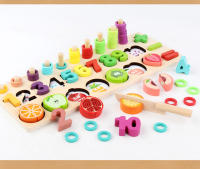 Juguete de Madera de Fruta Cortada Tablero 3-en-1 para Aprendizaje Inicial - details 1