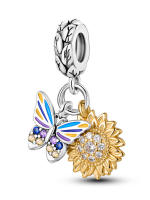 Pulsera de plata de dos tonos con colgante triple celestial de cuentas en forma de corazón para la fabricación de joyas - details 56