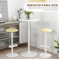 Mesa de bar redonda, mesa alta de cocina moderna con encimera laminada y marco de acero para 2 personas para comedor en casa Ø60x102 cm blanco - details 3