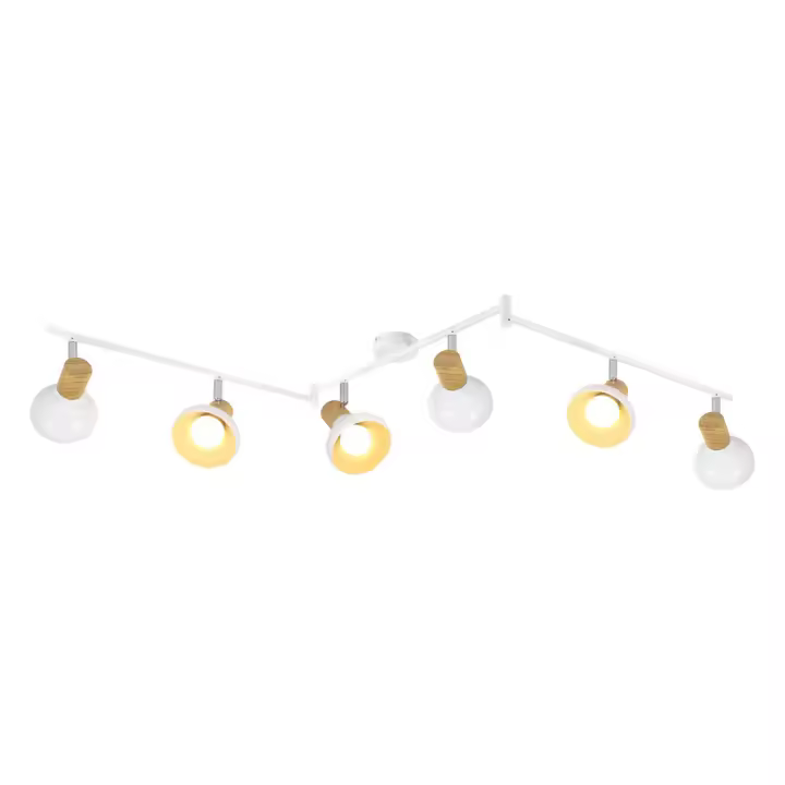 CBJKTX Foco de techo vintage E14 interior 350 °   Giratorio blanco ajustable 350 °   Industriales 6 Llamas - 1
