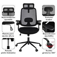 Silla de Oficina Ergonómica TLV-6102-BLACK, de Escritorio, Giratoria, Ruedas, detalles.