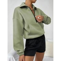 Suéter suelto grueso, sudaderas cálidas con cremallera, mujeres lisas, Top coreano a juego para - details 9