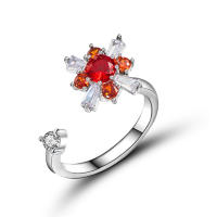 Anillo giratorio de flor de molino de viento con copos de nieve de circonio de cristal a la moda para mujeres y niñas, joyería para fiesta, regalo antiestrés - details 19