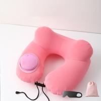 Almohada de viaje inflable en forma de U, cojín de soporte para el cuello con presión suave de la mano, con bolsa de almacenamiento, almohadilla para reposacabezas para ahorrar espacio, coche - details 7