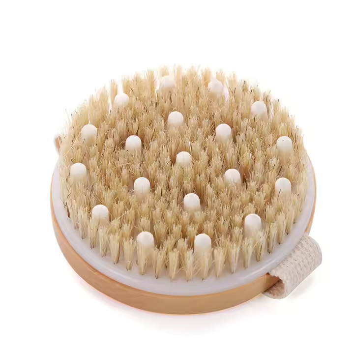 Cepillo Exfoliante de Cuerpo Seco Cerdas de Plástico para Renueva la Piel, Soporte Linfático, Impulso Circulatorio Elección Sustentable para Desintoxicación Suave, Exfoliación de Spa - 1