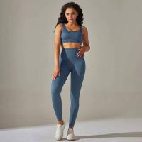 Conjunto de yoga acanalado sin costuras para mujer, ropa de gimnasio, sujetador con elevación, leggings, top de entrenamiento, chándal deportivo, 2 piezas - details 34