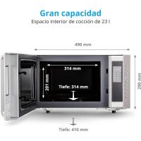 Microondas 3 en 1 con función de Grill y aire caliente, potencia de 800 vatios, potencia de Grill/aire caliente de 1200 vatios, 23L, MD17495, plata - details 5