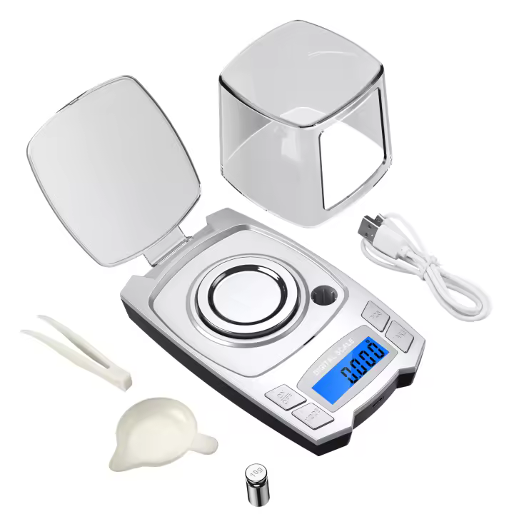 Báscula Electrónica de Precisión 0.001g ORIA con Carga USB Peso Digital para Joyería Portátil Laboratorio Peso en Milgramos Rectangular Eléctrico - 1