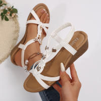 Sandalias de cuña para mujer 2025 Verano Nuevo Estilo Coreano Sandalias Bohemias de Punta Redonda y Abierta para Mujeres - details 8