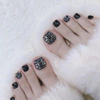 Set de manicura de uñas postizas redondas, 24 piezas, estilo gótico, para festivales, cosméticos para fiestas - details 4