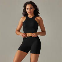 Camiseta Deportiva sin Costuras Conjunto de Gimnasio para Mujer Leggings de Yoga de Cintura Alta Traje de Fitness Type de Patrón Sólido Material Exterior y Lining de Poliéster Temporada Primavera/Verano - details 5