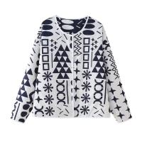 BUNO-Chaqueta de algodón reversible con estampado geométrico para mujer, chaqueta holgada de estilo callejero, informal, de un solo pecho, novedad de verano, 2025 - details 2