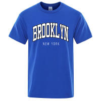 Camiseta informal holgada con letras de Brooklyn de Nueva York para hombre, 100% algodón, camiseta de Hip Hop de moda transpirable - details 8