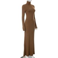 Elegante Vestido Largo con Cuello Alto Moda de Invierno Criptográfica para Mujeres - details 4
