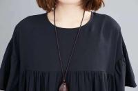 Verano de gran tamaño suelta tendencia algodón y Color sólido parece Midi ropa de mujer vestido fino Casual coreano - details 8