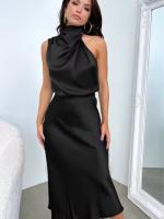 Vestido elegante sin mangas de satén de alta gama para primavera y verano - details 4