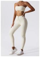 Sujetador deportivo para mujer en color piel anti-deslumbramiento con forro de nylon entretela de fitness ajustado manga larga secado rápido vestido de nylon - details 21