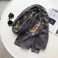 Otoño Invierno moda bordado anacardo Floral viscosa chal bufanda de mujeres indias cálido Pashmina Hijab y envolturas musulmanas Sjaal - details 12
