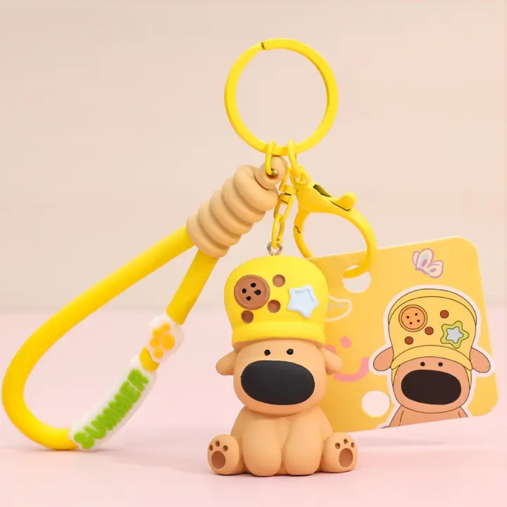 LLavero de perro pequeño de resina, decoración de bolsa antipérdida, colgante de llave de Animal para perro, baratija, llavero de perro de dibujos animados de corazón para niña, regalos pequeños - 1