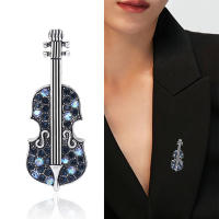 Vintage strass violín broche mujer broche versátil cardigan chal hebillas moda temperamento ropa accesorios - details 1