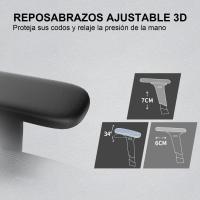 Silla de Oficina ergonómica, Respaldo Alto, Asiento Trasero de Malla, Transpirable, reposabrazos 3D Ajustable y Soporte Lumbar, Base de Metal (Negro) - details 3