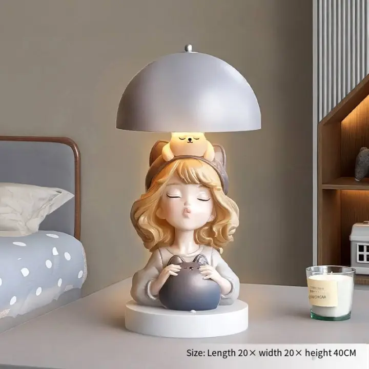 Adornos de lámparas de mesa para niñas, decoración de lámparas nocturnas en el dormitorio de la Sala de estar - 1