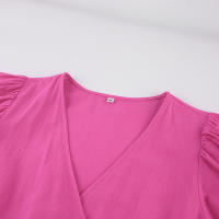 Novedad de verano, corte en V de algodón puro, cintura con abertura, diseño ceñido, línea A, Dre para mujer - details 38