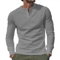 Día del padre Ropa transfronteriza de primavera y otoño Camiseta para hombres europeos y americanos Camisa básica Henry de manga larga para hombres - details 40