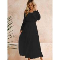 Vestido de manga larga con volantes para mujer, elegante vestido de gasa con hombros descubiertos, moda 2025 - details 5