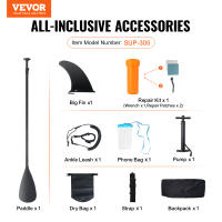 VEVOR-Tabla de Paddle surf inflable, accesorios de tabla, bomba, paleta, aleta, mochila - details 9