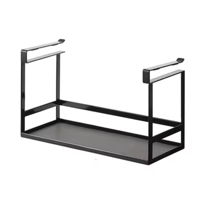 Organizador de especias debajo del estante, colgador de armario, soporte para botellas de condimentos, cesta de almacenamiento para armario, accesorios de cocina, negro - 1