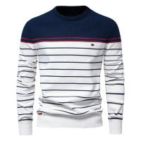 Suéter de manga larga de punto a rayas para hombre, Jersey informal de cuello redondo, nuevo - details 1